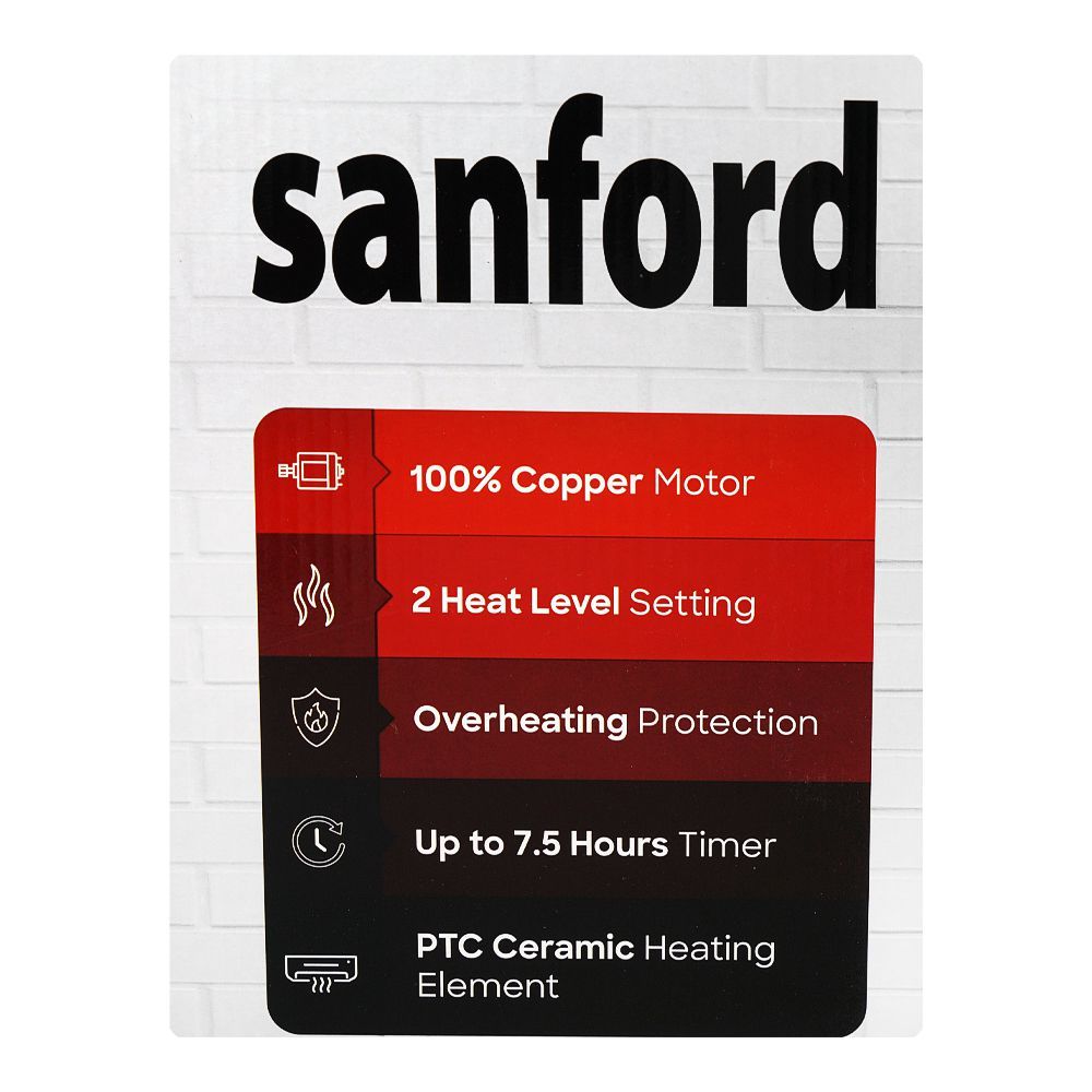 Sanford 3-In-1 Wall Mount Room Heater, 2000W, 220-240V, SF1221RH - Image 3