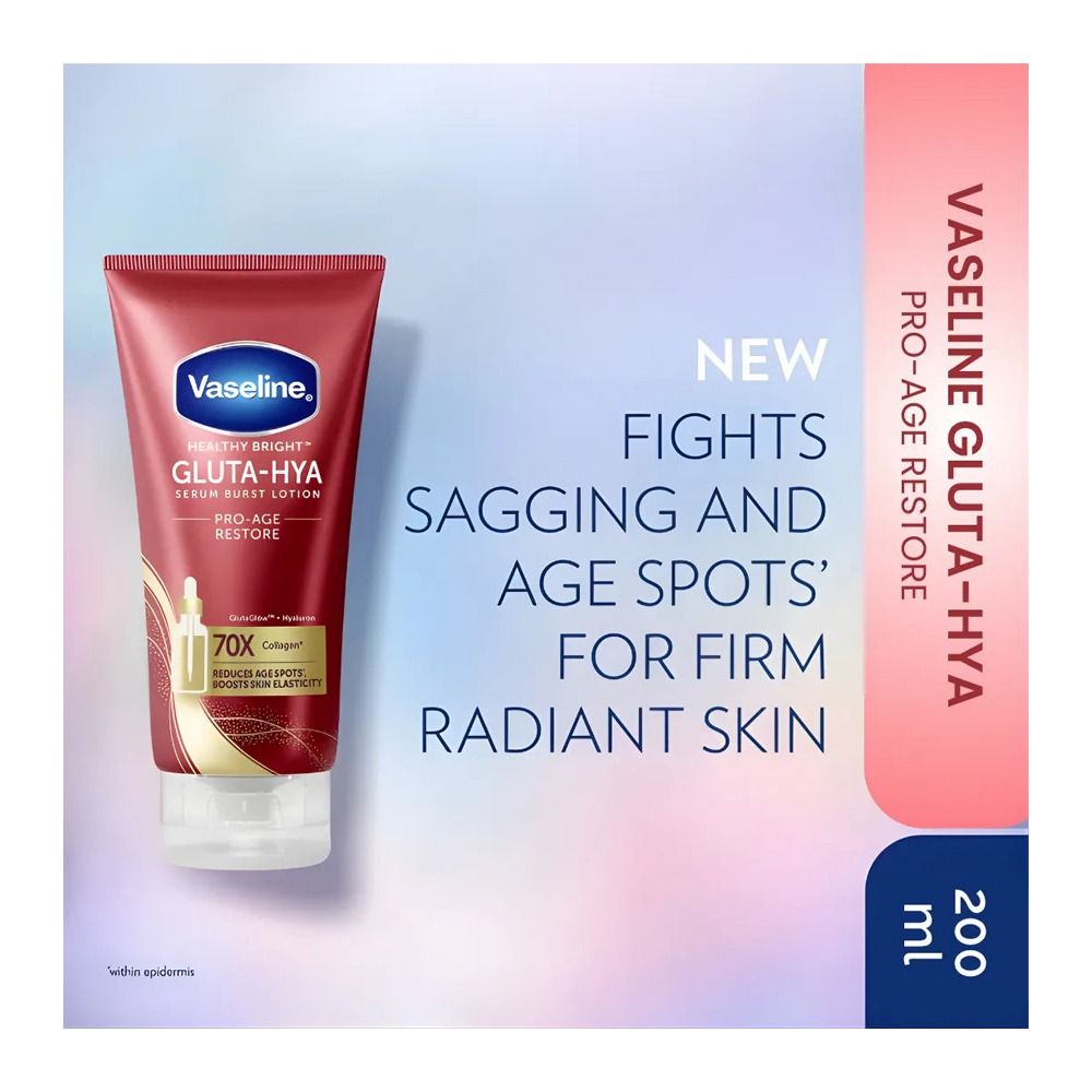 Vaseline Healthy Bright Gluta-Hya Pro-Age Restore Serum Burst Lotion, Glutaglow & Hyaluron, Anti-Aging, 200ml - Main Image