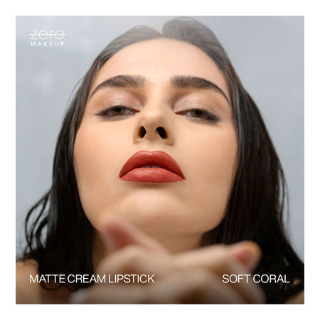 ZERO Makeup Matte Cream Lipstick, Soft Coral, 4.5g - Image 3