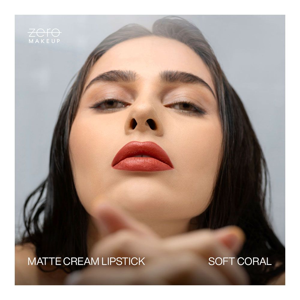 ZERO Makeup Matte Cream Lipstick, Soft Coral, 4.5g - Image 3