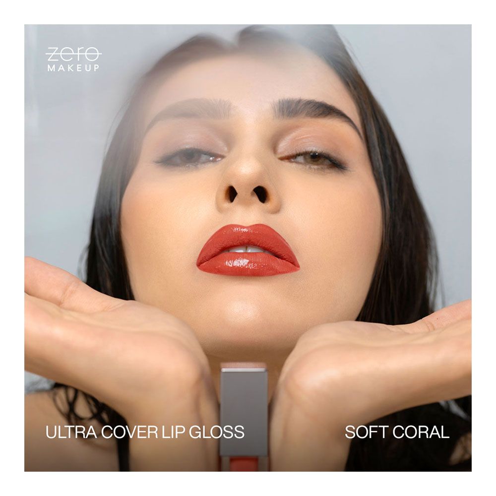 ZERO Makeup Ultra Cover Lip Gloss, Soft Coral, 4.8ml - Image 3