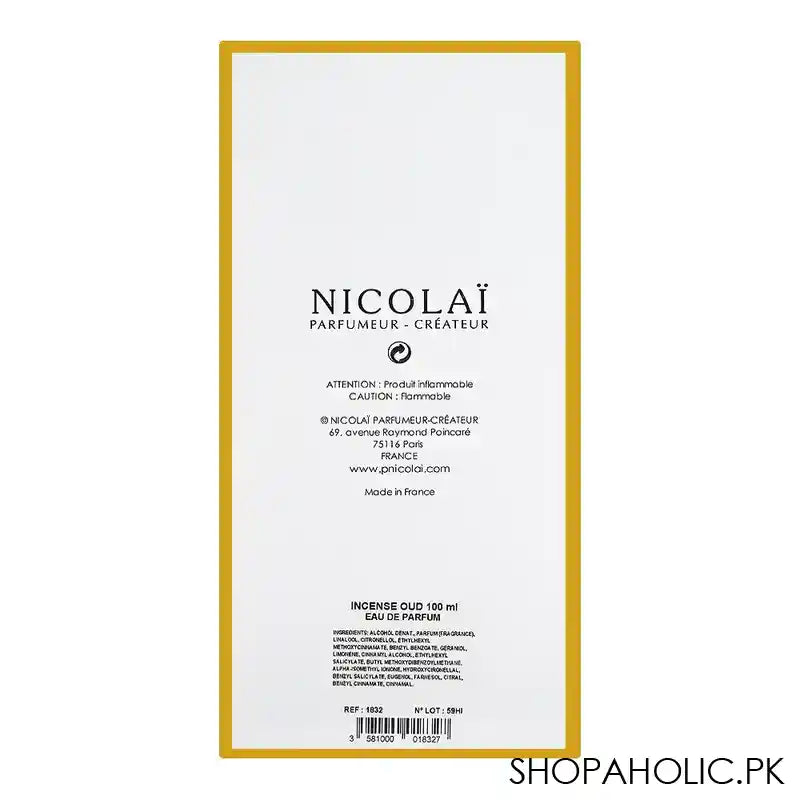 Nicolai Incense Oud, Eau de Parfum, For Men & Women, 100ml - Image 3