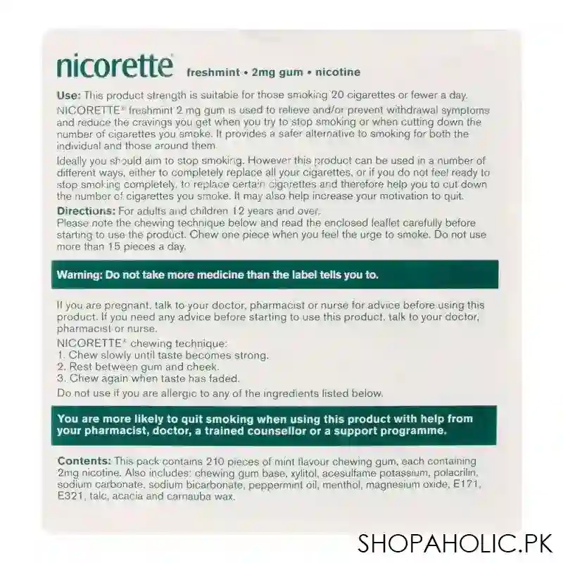 nicorette freshmint gum, 2g, 1 strip (15 tablets) image4