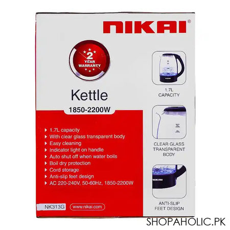 Nikai Glass Kettle NK-313G - Image 3