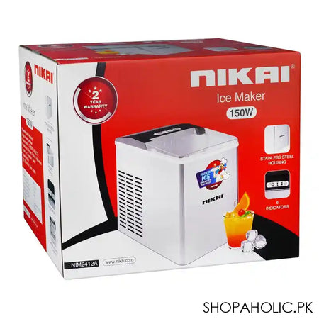 Nikai Ice Maker, 150W, 6 Indicators, Stainless Steel Housing, NIM-2412A - Image 3