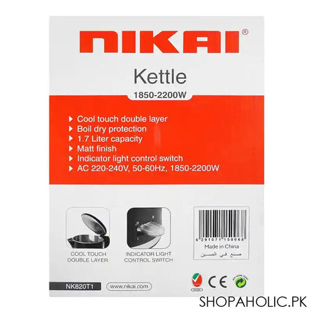Nikai Kettle 1.7 Liter,1850-2200W, NK-820TI - Image 8