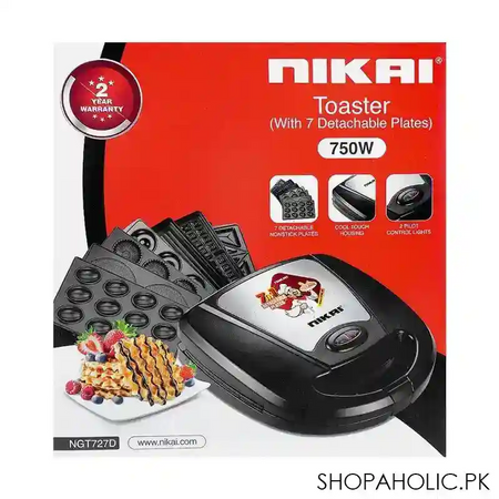 nikai toaster with 7 detachable plates, 750w, ngt 727d image2