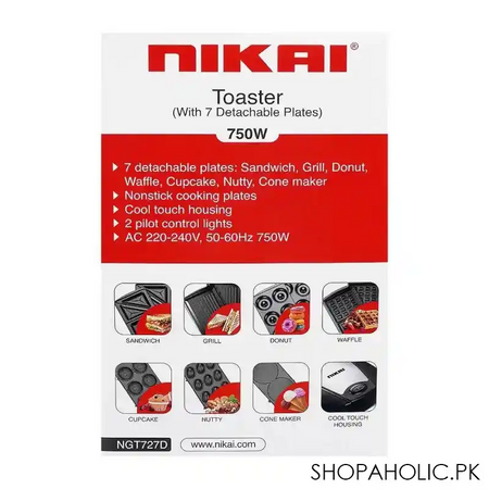 nikai toaster with 7 detachable plates, 750w, ngt 727d image4