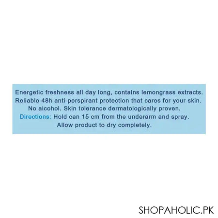 Nivea 48H Fresh Energy Quick Dry Anti-Perspirant Deodorant Body Spray, For Women, 150ml - Image 3