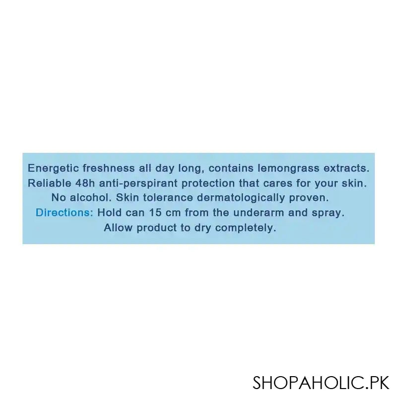 Nivea 48H Fresh Energy Quick Dry Anti-Perspirant Deodorant Body Spray, For Women, 150ml - Image 3