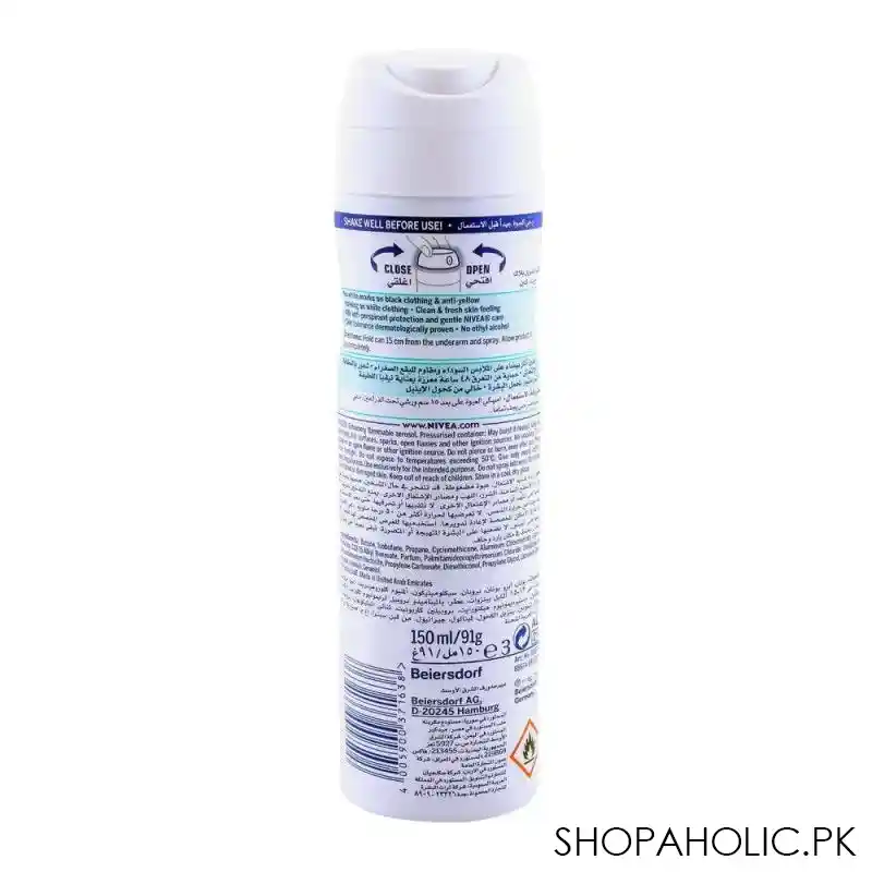 nivea 48h invisible anti perspirant deodorant spray, for black & white, 150ml image2