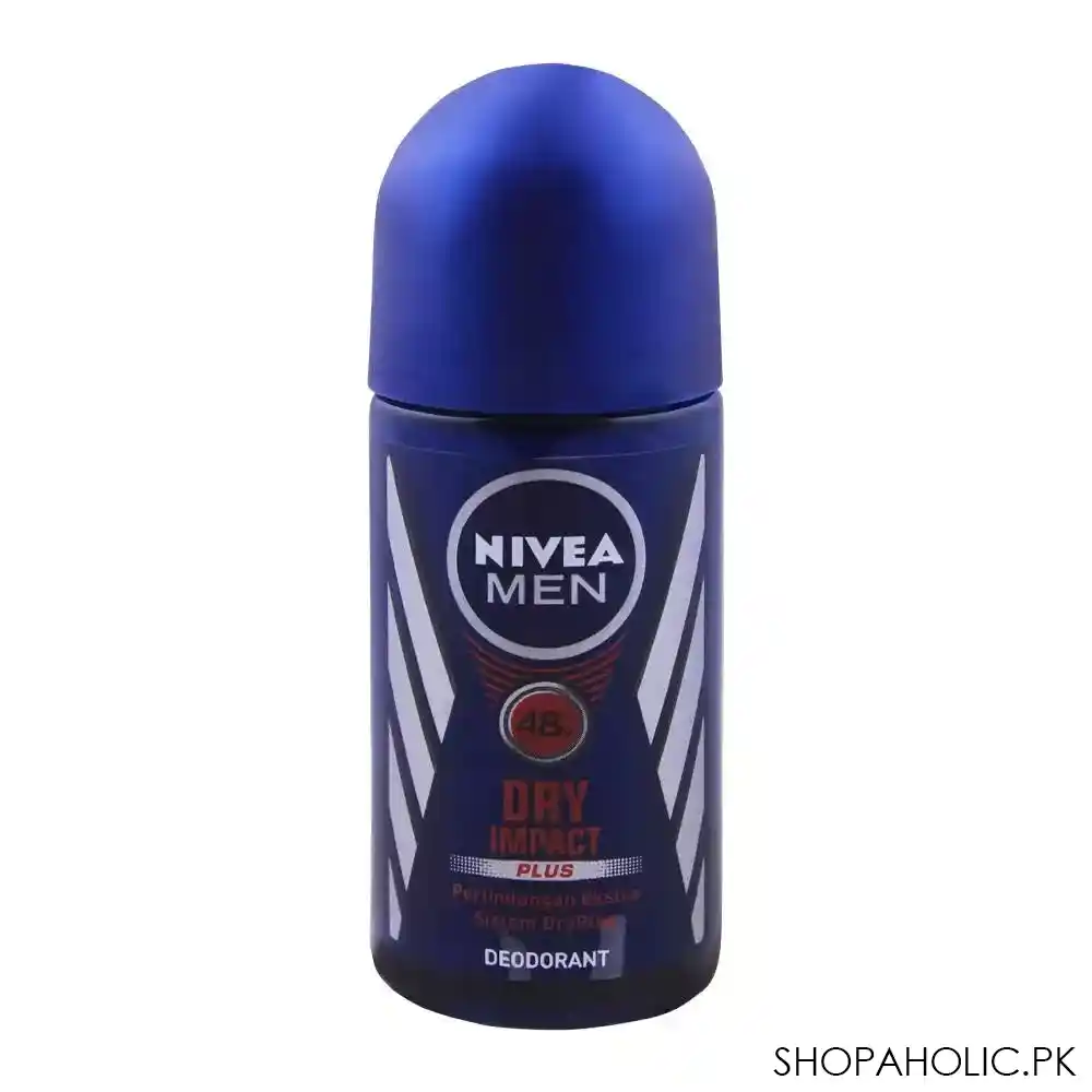 nivea men 48h dry impact plus roll on deodorant, 50ml main image