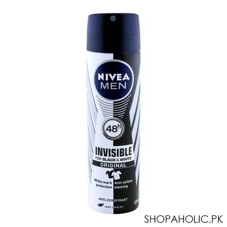 nivea men 48h invisible original deodorant spray, for black & white, 150ml main image
