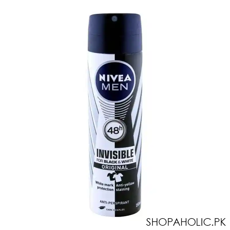 nivea men 48h invisible original deodorant spray, for black & white, 150ml main image