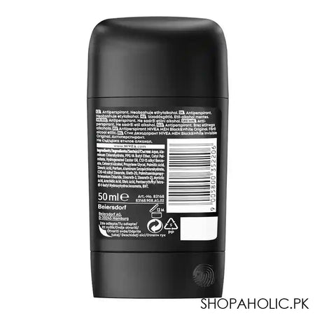 Nivea Men Black & White Invisible Original, 48H Deodorant Stick, 50ml - Image 3