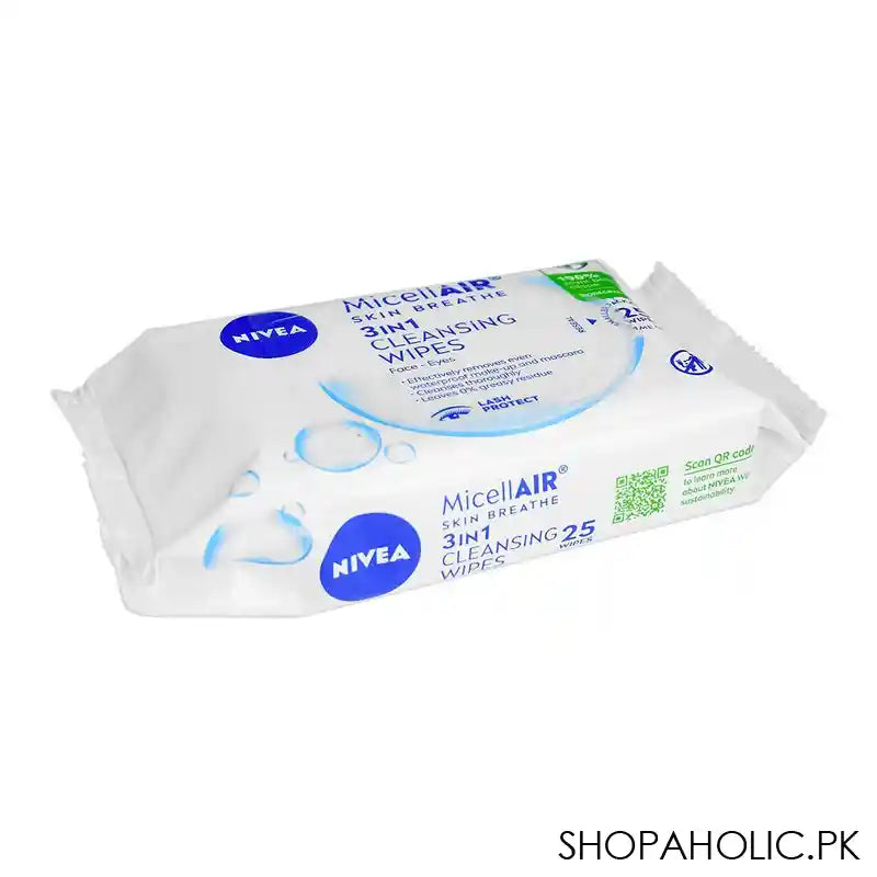 Nivea Micellair Skin Breathe Face-Eyes 3in1 Cleansing Wipes, 25's - Main Image