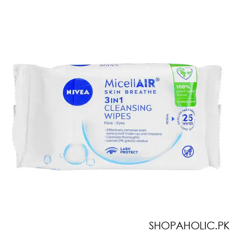 Nivea Micellair Skin Breathe Face-Eyes 3in1 Cleansing Wipes, 25's - Image 3