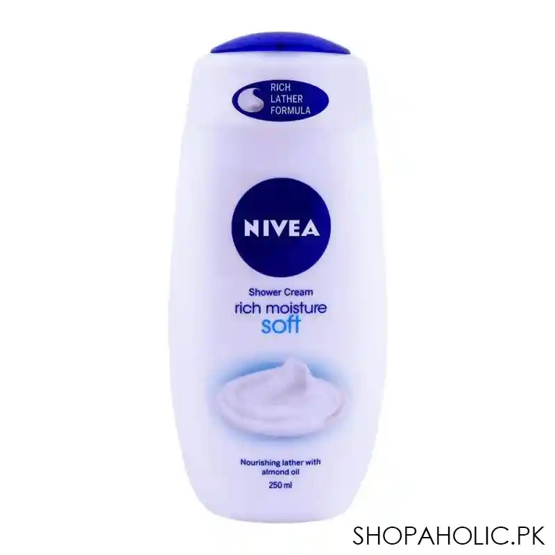 nivea rich moisture soft shower cream, almond oil, 250ml main image