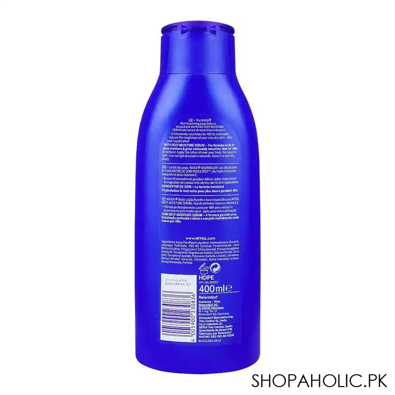 Nivea Rich Nourishing Bosy Lotion With Deep Moisture Serum, For Dry To Very Dry Skin, 400ml - Image 2