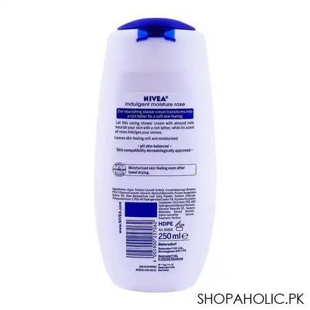 Nivea Shower Cream, Indulgent Moisture Rose, 250ml - Image 2