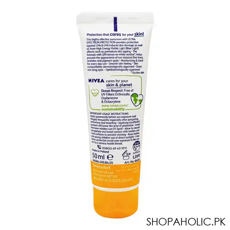 Nivea Sun UV Face Anti-Age & Anti-Pigment Q10 Cream SPF 50 High, For Normal/Dry, 50ml - Image 2