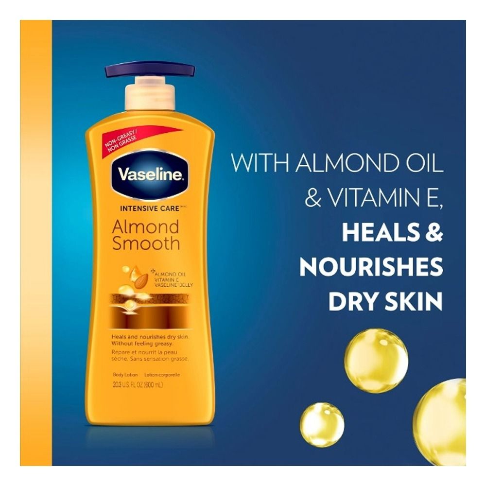 Vaseline Intensive Care Almond Smooth Body Lotion Pump, For Dry Skin, 600ml - Main Image