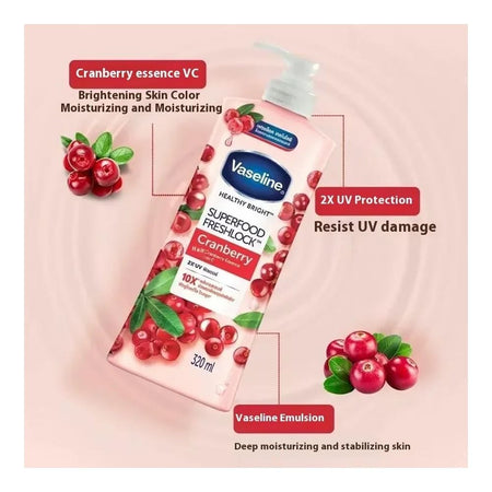 Vaseline Healthy Bright Super Food Fresh Lock Cranberry 10X Body Lotion, Vitamin C, 320ml - Main Image