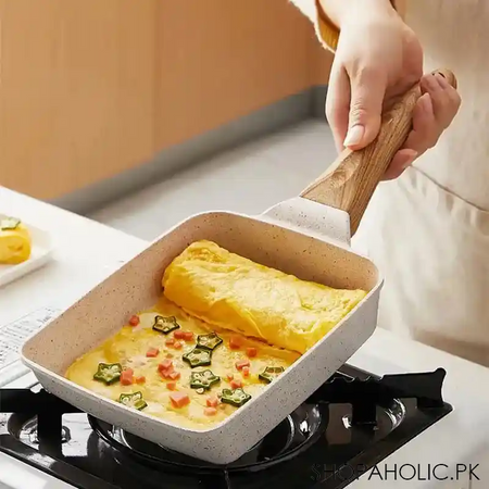 non stick wooden handle square ceramic frying pan image2