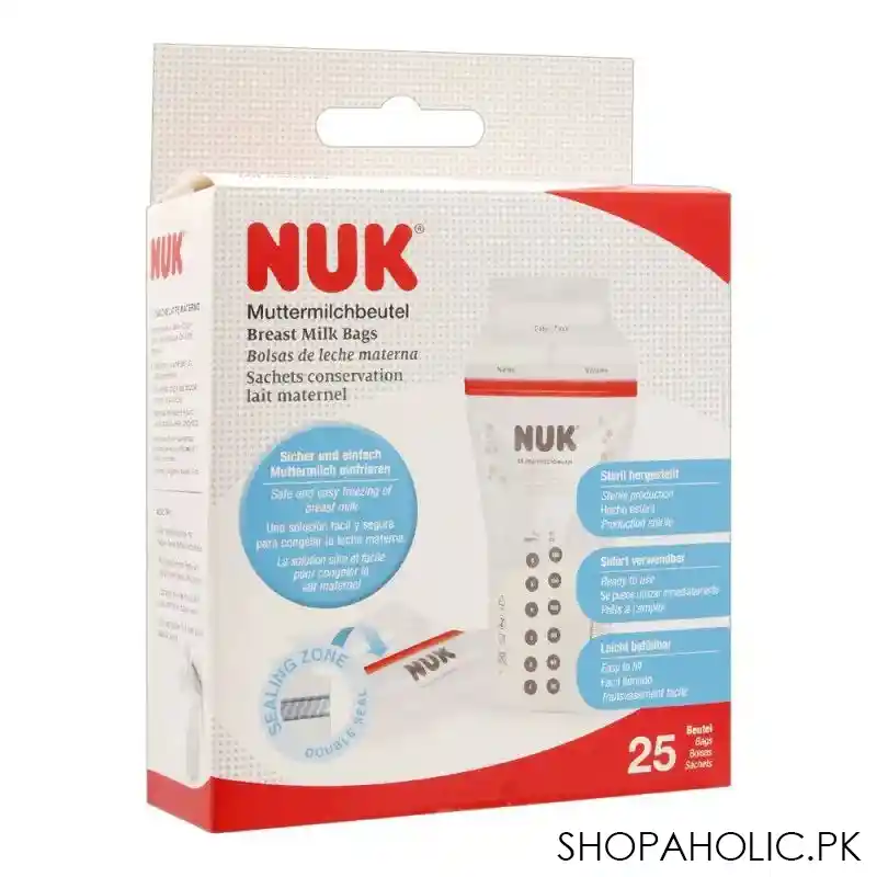 nuk double seal breast milk bags, 25 count, 10252126 main image