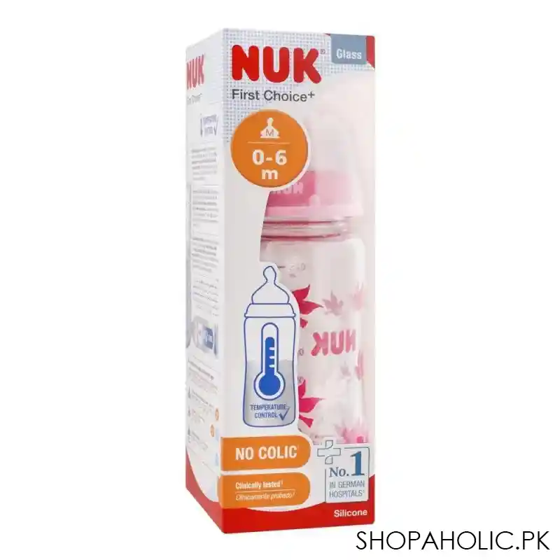 nuk first choice+ glass feeding bottle, 0 6m, 10745121, 240ml main image