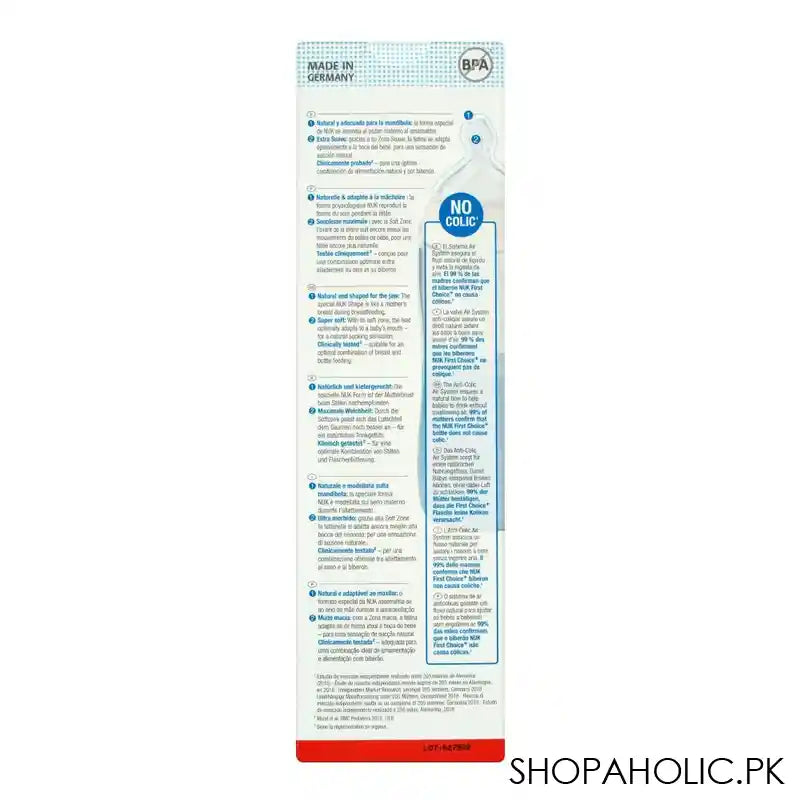 Nuk First Choice No Colic Silicone Feeding Bottle, 6-18m, 360ml, 10216248 - Image 5