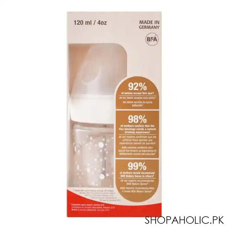 nuk nature sense glass feeding bottle, 120ml, 10747110 image4