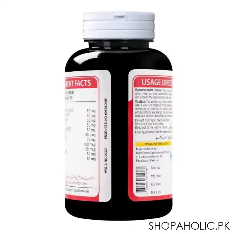 nutrifactor b 50 b complex food supplement, 30 tablets image2