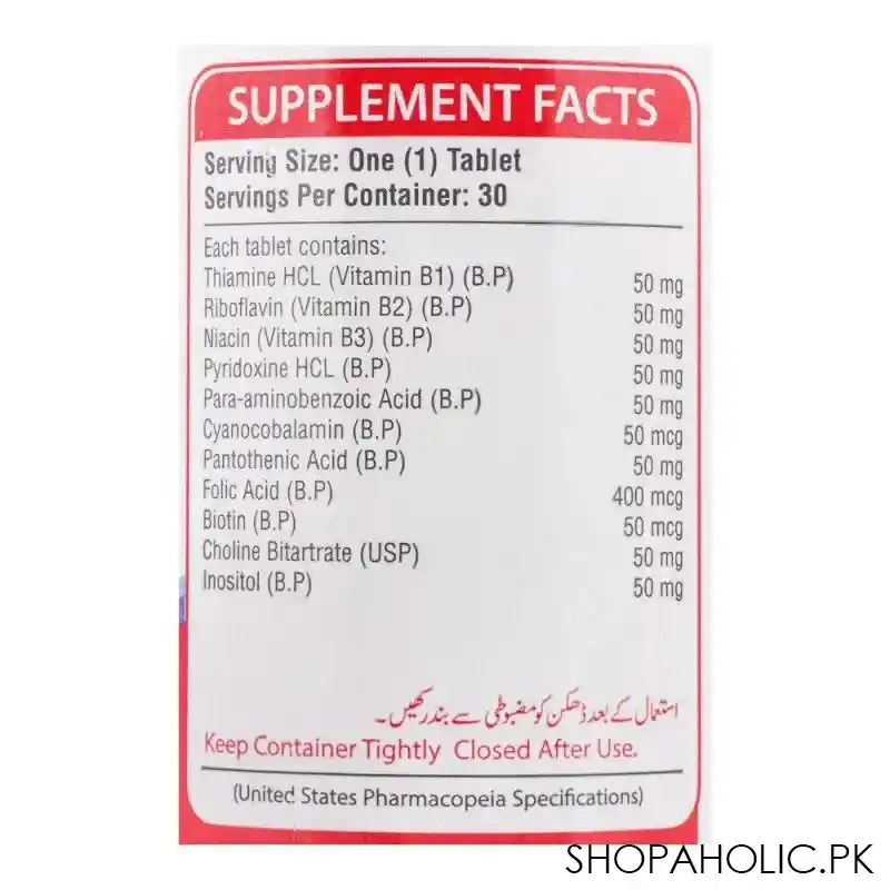 nutrifactor b 50 b complex food supplement, 30 tablets image4