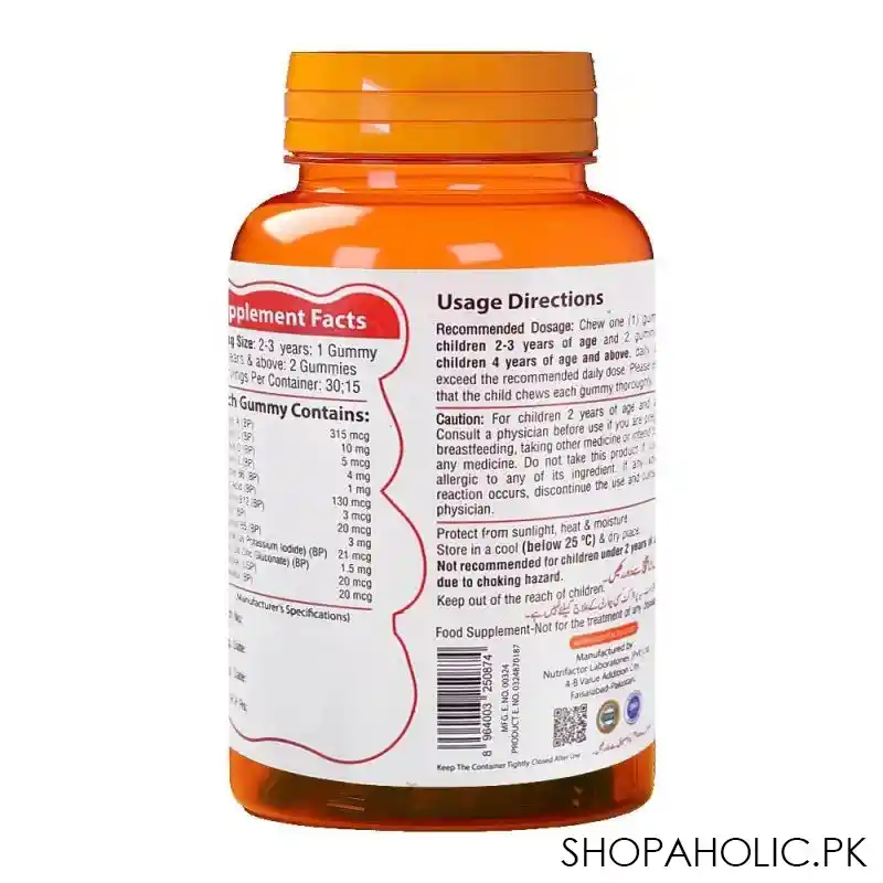 nutrifactor bio grow multivitamin food supplement gummies, 30 pack image2