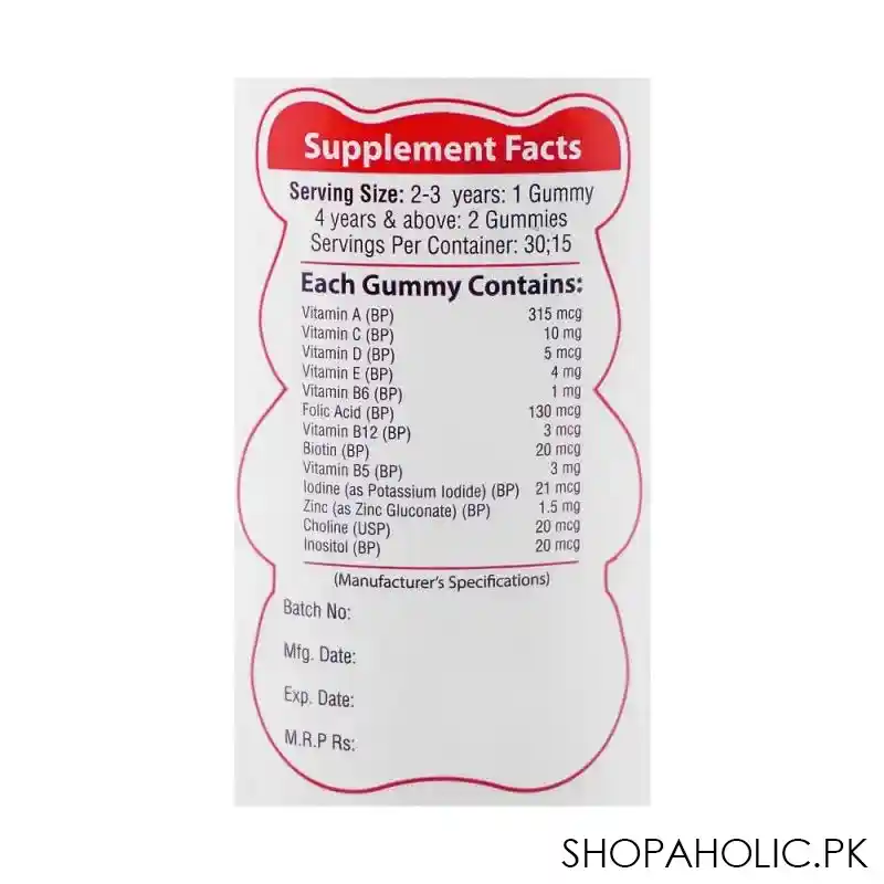 nutrifactor bio grow multivitamin food supplement gummies, 30 pack image3