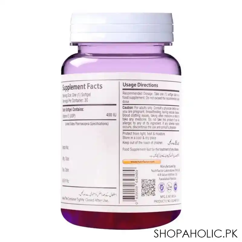 nutrifactor e cell vitamin e 400iu food supplement, 30 softgels image2