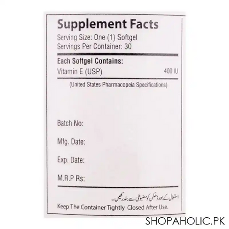 nutrifactor e cell vitamin e 400iu food supplement, 30 softgels image4