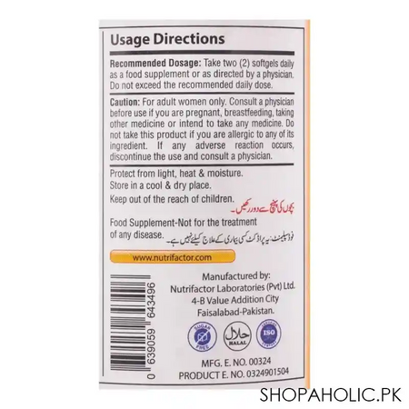 nutrifactor femrose 500mg food supplement, 60 softgels image3