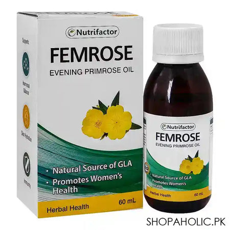 Nutrifactor Femrose Evening Primrose Oil, Promotes Women's Health, 60ml - Main Image