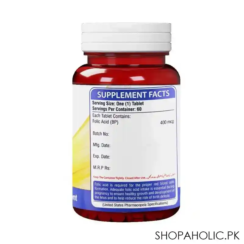 nutrifactor folic acid 400mcg food supplement, 60 tablets image2