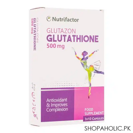 nutrifactor glutazon glutathione 500mg food supplement, 30 capsules main image