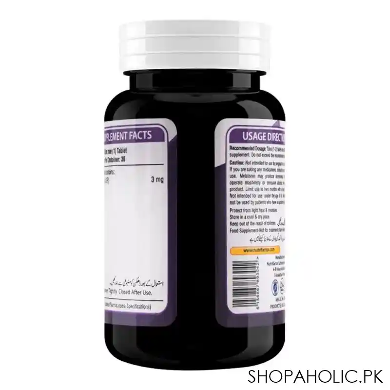 nutrifactor melatonin sleep aid 3mg food supplement, 30 tablets image2