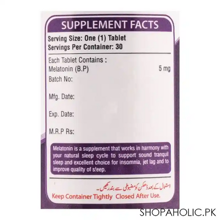 nutrifactor melatonix melatonin 5mg food supplement, 30 tablets image4