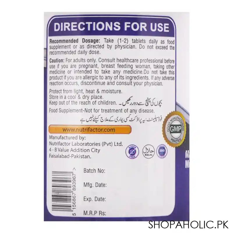Nutrifactor Multi Factor Advance 50+ Multivitamin Food Supplement, 30 Tablets - Image 3