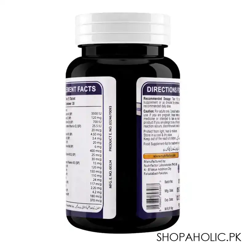 Nutrifactor Multi Factor Advance 50+ Multivitamin Food Supplement, 30 Tablets - Image 2