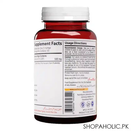 nutrifactor norcod cod liver oil 500mg food supplement, 30 softgels image2