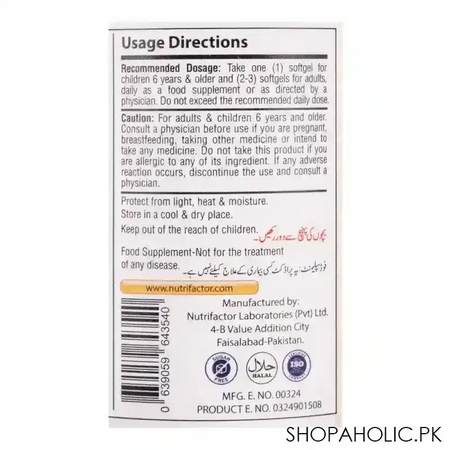 nutrifactor norcod cod liver oil 500mg food supplement, 30 softgels image3