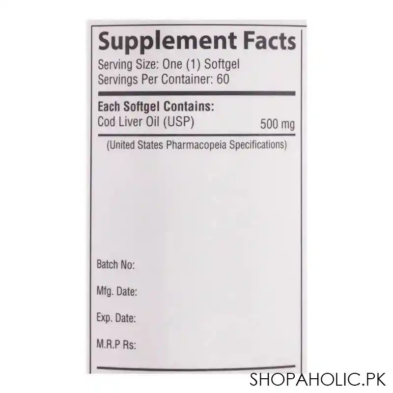 nutrifactor norcod cod liver oil 500mg food supplement, 30 softgels image4