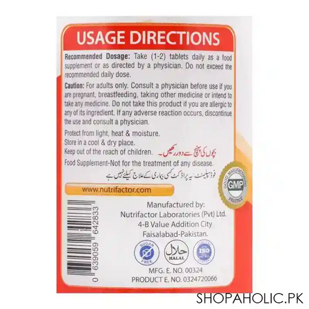 nutrifactor nutra c plus c500 + zinc food supplement, 60 tablets image3